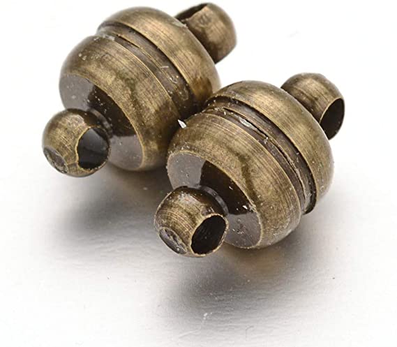 LiQunSweet 5 Sets Oval Brass Magnetic Clasps Magnet Converter for Bracelet Necklace Making Antique Bronze Color 11x7mm