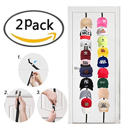 Lypumso Sports Baseball Cap Rack Storage/ Hat Holder/ Handbag Rack Organizer with 16 Cap Racks 2 Pack