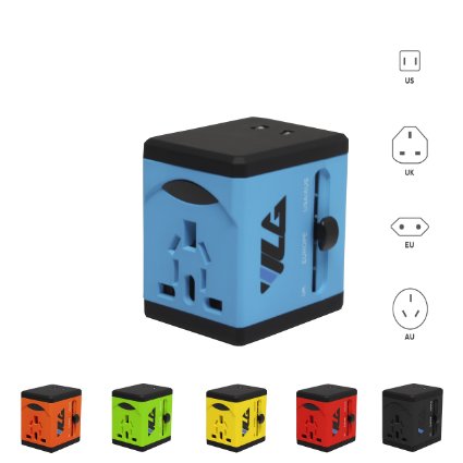 1 Rated Travel Adapter and Charger - USB Charging Ports - All International Standard Cell PhoneDesktopLaptopTouch Screen TabletComputerGPS Chargers