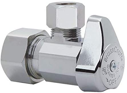 BrassCraft G2CR19X C1 1/2 in. NOM Comp Inlet x 3/8 in. OD Compression Outlet Chrome Plated Brass 1/4 Turn Angle Valve - 2 Pack