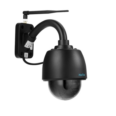 HooToo IP Wireless Camera, HD 720P Waterproof Metal Shell Black Dome Camera with Pan/Tilt/3x Zoom Wifi P2P plug/play for PC Mac Smart Phone Night Vision