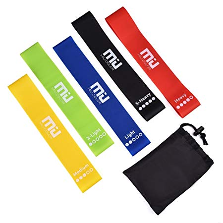 Loops Exercise Resistance Bands, MIU COLOR Workout Bands Kit - Best for Home Workout Pilates Yoga Rehab Physical Therapy with Carrying Bag, Set of 5