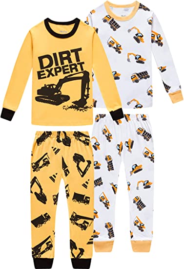 Truck Boys Pajamas Toddler Sleepwear Clothes T Shirt Pants Set for Kids Size 2Y-7Y