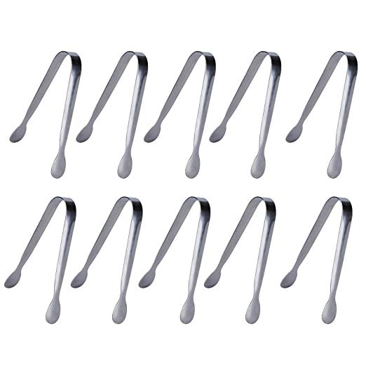 10 Pack Sugar Tongs Ice Tongs Stainless Steel Mini Serving Tongs Appetizers Tongs Small Kitchen Tongs for Tea Party Coffee Bar Kitchen