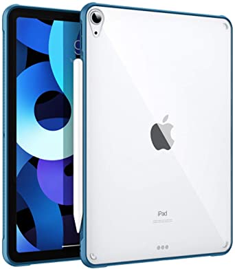 MoKo Case Fit iPad Air 4 - New iPad Air 4th Generation Case 2020 [Support Touch ID and Apple Pencil 2 Charging], Slim Hard PC Back Cover with TPU Air-Pillow Edge Bumper for iPad 10.9", Twilight Blue