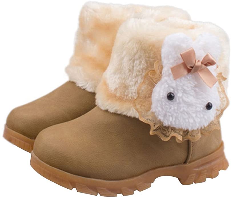 TAIYCYXGAN Baby Girls Toddler Infant Rabbit Snow Boots Winter Fur Shoes 9-72 Months