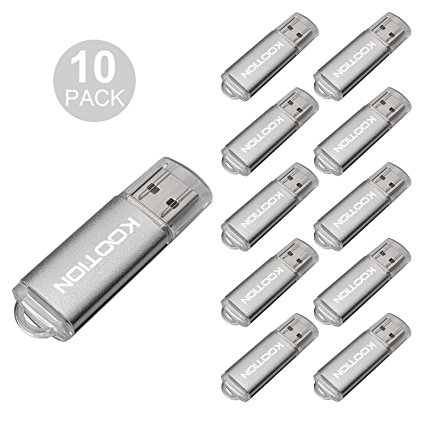 KOOTION®USB Flash Drive 10 Pack 2gb usb 2.0 Flash Drive Memory Stick Thumb Storage Pen Disk in Silver