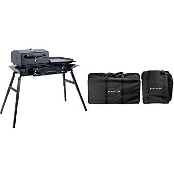 Blackstone Tailgater Portable Gas Grill and Griddle Combo With Barbecue Box and Open Burner Stove - Great for Hunting, Fishing, Camping and Tailgating with Carry Bag