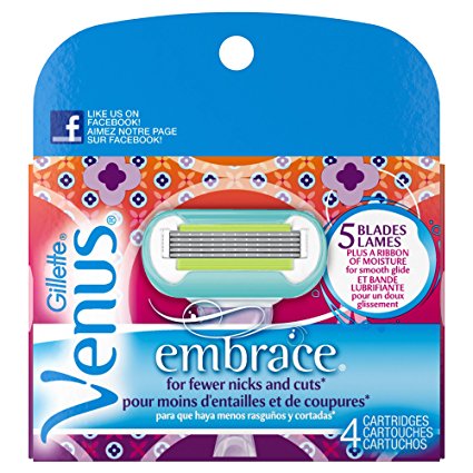 Gillette Venus Embrace Purple Women's Razor Blade Refills, 4 Count, Womens Razors / Blades