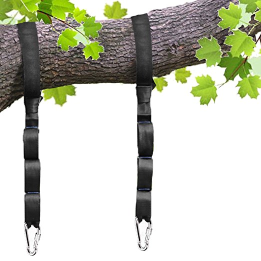 Tree Swing Straps Kit-Two 10ft Adjustable (20loops total ) Straps Hold 2000lbs,And Two Heavy Duty Carabiners (Stainless Stell),Easy & Fast Swing Hanger Installation To Tree , 100% Non-Stretch.