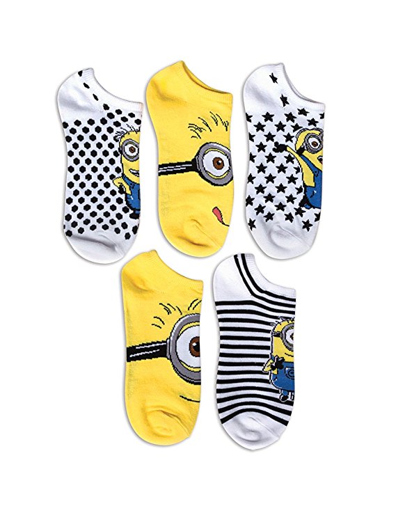 Universal Minions Womens Mod 5-pk. No-show Sock Size 9-11