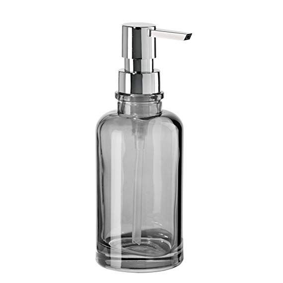 Oggi 12oz Round Glass Lotion and Soap Dispenser for Kitchen or Bath-Smoke