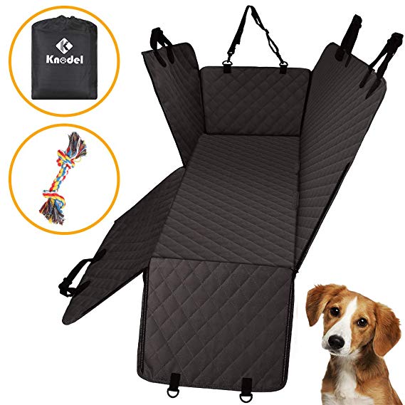 Knodel Dog Seat Cover, 100% Waterproof Car Seat Cover for Pets, Pet Seat Cover Dog Hammock, 600D Heavy Duty Scratch Proof Pet Back Seat Covers, Zippered Side Flaps for Cars, Trucks and SUVs (Black)