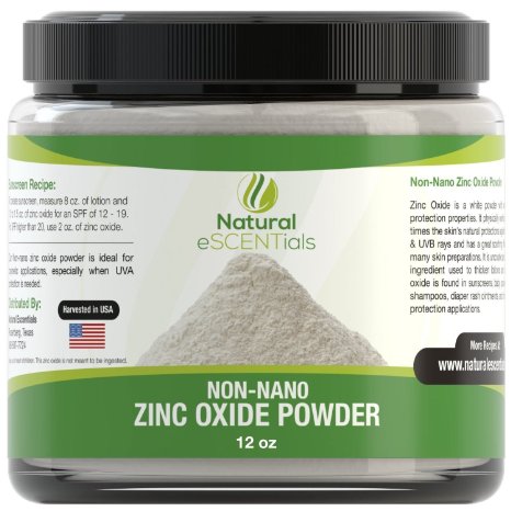 Zinc Oxide Powder ★ 100% HIGH QUALITY Non Nano and Uncoated ★ Cosmetic Grade Fine Powder - FREE: Recipe eBook - Perfect for natural and healthy sunscreens and sunblocks, acne treatments, baby ointments, and skin protection - 100% Satisfaction Guarantee