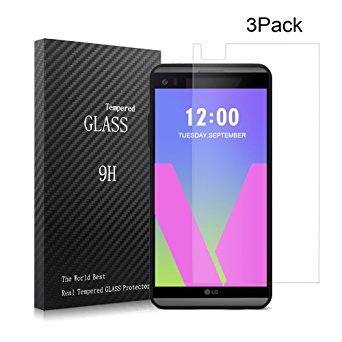 LG V20 Screen Protector,XUZOU 2.5D Edge Tempered Glass 3D Touch Compatible,9H Hardness,Bubble Free,Anti-Fingerprint(3Pack)