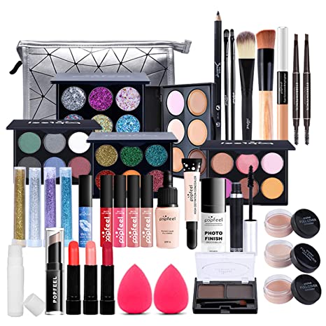Joyeee All-in-One Makeup Gift Set Travel Makeup Kit Complete Starter Makeup Bundle Lipgloss Lipstick Concealer Blushes Powder Eyeshadow Palette Cosmetic Palette for Teen Girls & Adults #12