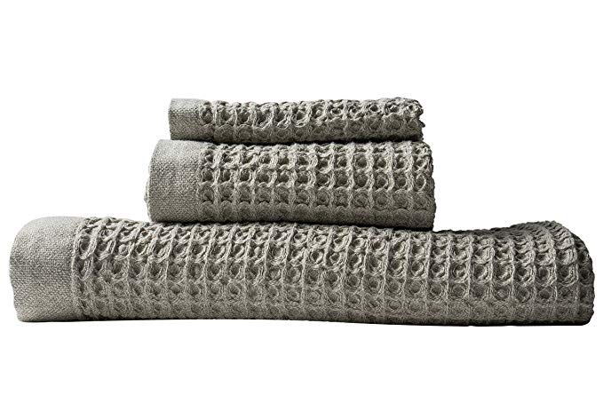 Nutrl Home Waffle Weave Bath Towel Set - Antimicrobial 100% Supima Cotton (Dune Brown) Premium Luxury Bath, Hand, Washcloth Towels Perfect for Hotels, Travel, Bathrooms, Spa, and Gym