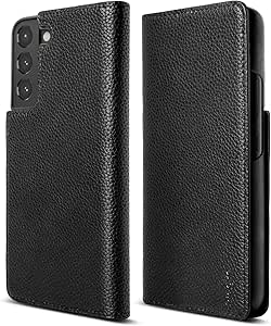 Ringke Folio Signature Standard Compatible with Samsung Galaxy S22 Plus Case (2022), Handcrafted Artisan Leather with Inner Card Pocket for S22 Plus 6.6-Inch - Black