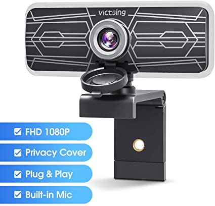VicTsing Webcam 1080P with Privacy Cover & Dual Microphones, Adjustable FHD USB Computer Camera, Noise Reduction PC Web Cam for Windows/Mac OS, Video Streaming, Recording, Conference, Online Class