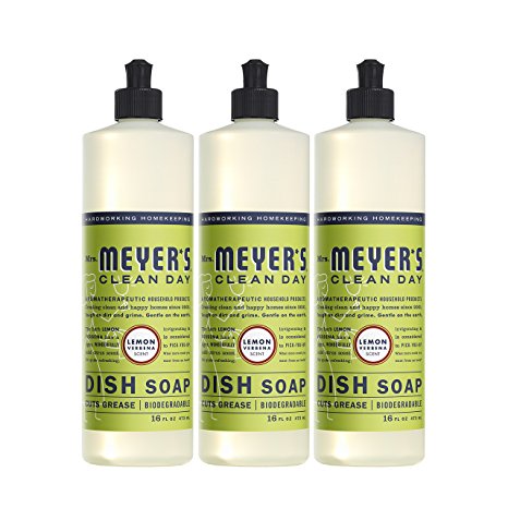 MRS MEYERS Liquid Dish Soap, Lemon Verbena, 16 Fluid Ounce(Pack of 3)