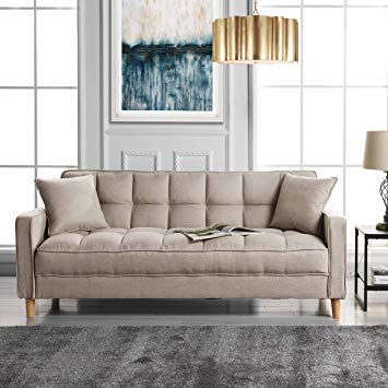 Divano Roma Furniture EXP104-3S-BG Modern Sofas, Beige