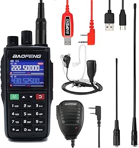 BAOFENG UV-22 Ham Radio Long Range (Upgraded of UV-5R) Handheld Walkie Talkies Long Range Two Way Radio with Copy Frequency, Programming Cable,Speaker Mic,Type-C Charging