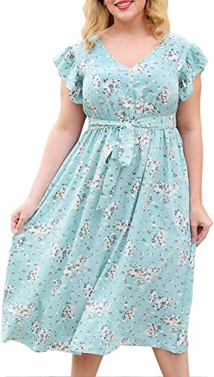 Nemidor Women's Deep V-Neckline Sleeveless Vintage Plus Size Floral Print Summer Casual Maxi Long Dress NEM234