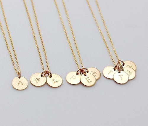 1 2 3 4 Circle Initial Pendant Necklace, Customized Small Disc Necklace, Family, Sister Necklace, Mother, Couple Jewelry 14K Gold fill, Sterling Silver or Rose Gold