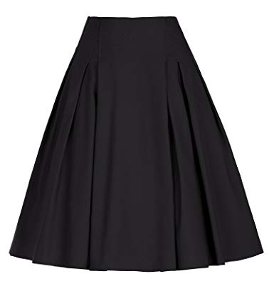 GRACE KARIN Women Vintage Pleated A Line Flare Skirt with Pockets CL8925