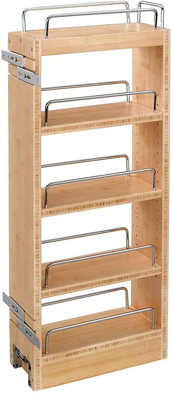 Rev-A-Shelf 448-WC-8C 8 Inch Pull Out Wood Base Kitchen Cabinet Organizer