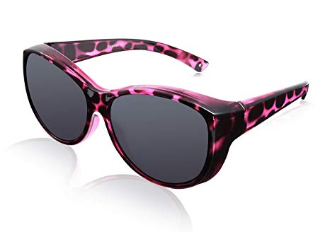 Br'Guras Polarized Oversized Sunglasses Wear over Prescription with Purple Frame for Women&Men