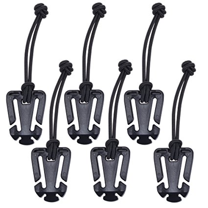 BCP Pack of 6pcs Black Color TW MOLLE Web Dominators with Elastic string