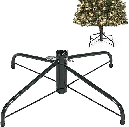 Folding Christmas Tree Stand, Replacement Artificial Xmas Tree Stand Base for 4 Ft to 7 Ft Trees, Fits 0.5-1.25 Inch Pole, Green