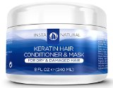Keratin Complex Hair Conditioner and Mask - Best Treatment for Dry and Damaged Hair - Coconut Butter Organic Argan and Jojoba Oil - Smoothing Strengthening and Conditioning Formula - InstaNatural - 8 OZ