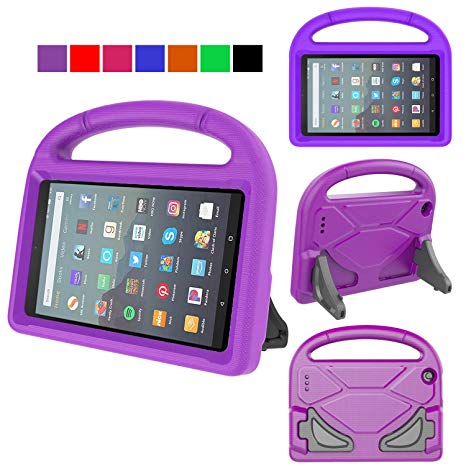 MENZO Kids Case for All-New Fire 7 Tablet (9th Generation - 2019 Release), Light Weight Shockproof Handle Stand Kids Friendly Case for Amazon Fire 7 2019 & 2017 (7" Display), Purple