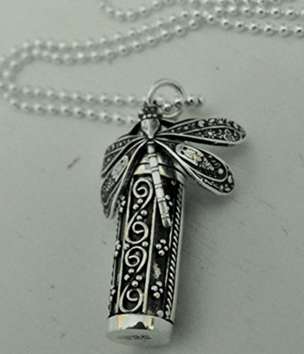 Sterling Silver Dragonfly Urn locket Pendant Necklace for Ashes or Hair in Memory of Child Baby or Loved one Miscarriage Jewelry Locket for Cremation Ashes Fast Shipping