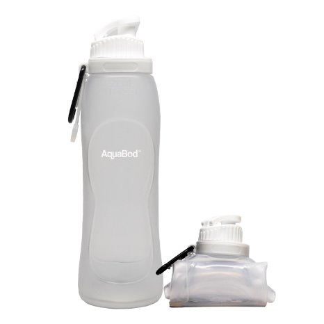 Aquabod® Collapsible Water Bottle, BPA Free, FDA Approved, Leak Proof Silicone Foldable Sports Bottle, 17oz., Perfect Way to Stay Hydrated & Energized