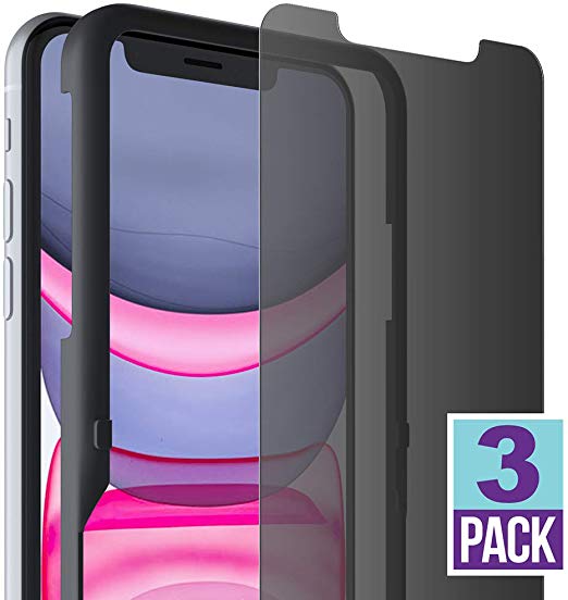 FlexGear Privacy Screen Protector for iPhone 11 [New Generation] Tempered Glass (3-Pack)