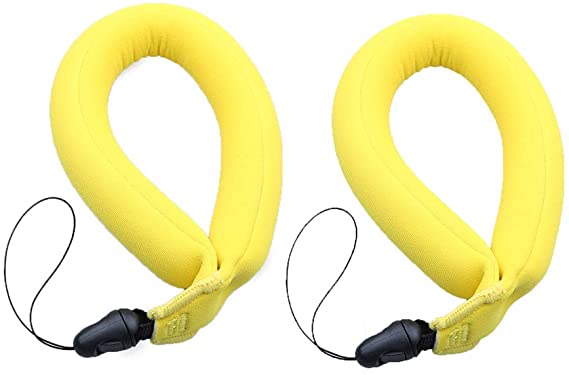 Pack of 2 Flash Waterproof Camera Float Floating Straps Bright Yellow