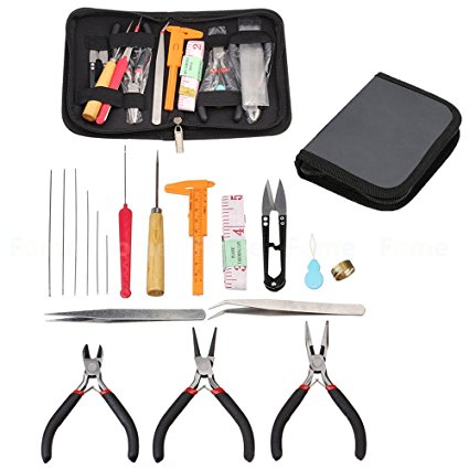 Jewelry Making Tools Kit,FOME 19PCS DIY Craft Jewelry Tool Kit Set with Zipper Storage Case for Jewelry Crafting and Jewelry Repair and Beading