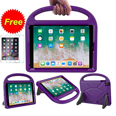 New iPad 9.7 Inch 2017 / iPad Air / iPad Air 2 Case for Kids – SUPLIK 3-in-1 Shockproof LightWeight Protective Bumper Stand Cover with Handle, Purple