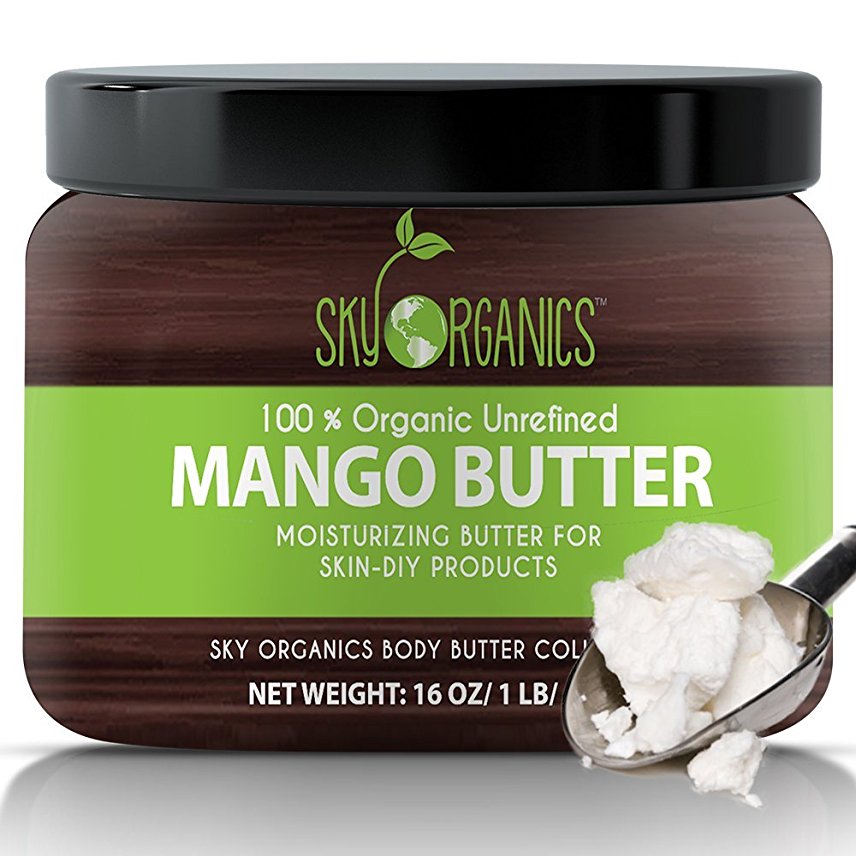 Best Raw Mango Butter by Sky Organics 454g- 100% Pure, Unrefined, Organic Mango Butter-Skin Nourishing, Moisturizing & Healing, for Dry Skin, Hair Shine - For Skin Care, Hair Care & DIY- Made in USA