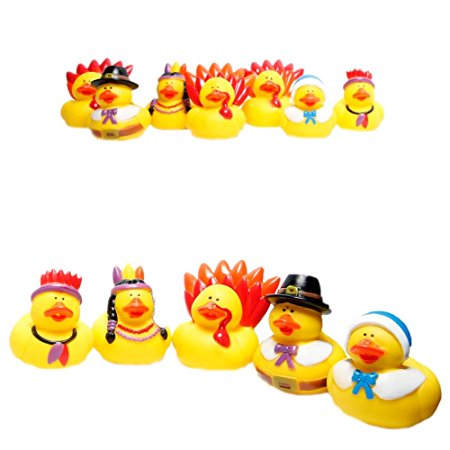 Fun Express Rubber Duckie Ducky Thanksgiving Ducks Party Favors Set (12 Piece)