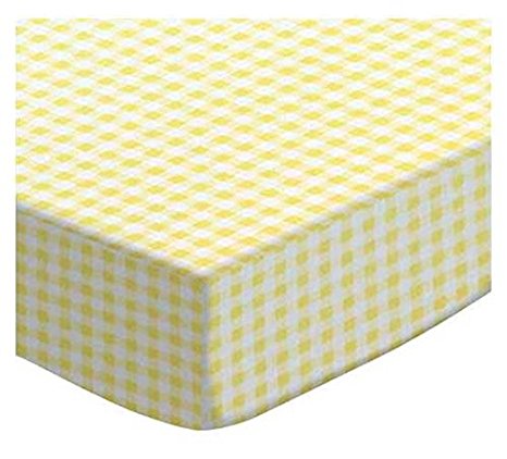 SheetWorld Fitted Crib / Toddler Sheet - Yellow Gingham Jersey - Made In USA