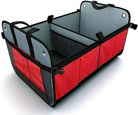 REALMAX® Car Boot Organiser, 2 IN 1 Tidy Heavy Duty Collapsible Foldable Storage Portable Large Box Bag Shopping Holder Auto Trunk Folding For SUV Minivan Truck Travel Home Uses Durable Light Weight