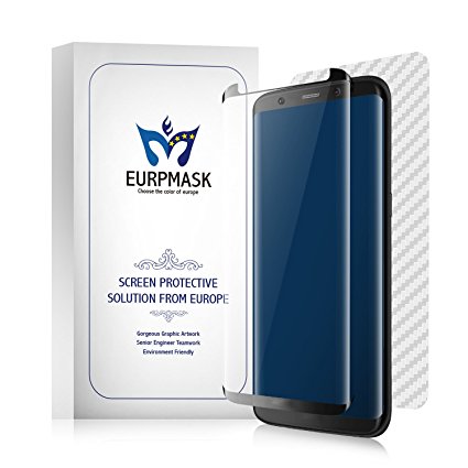 [Case Fit] Samsung Galaxy S8 Screen Protector,EURPMASK Crystal Clear Tempered Glass Screen Protector[Bubble Free][ Edge To Edge Cover] [Easy To Install] [1Front 1Back]with Back Cover [Black]