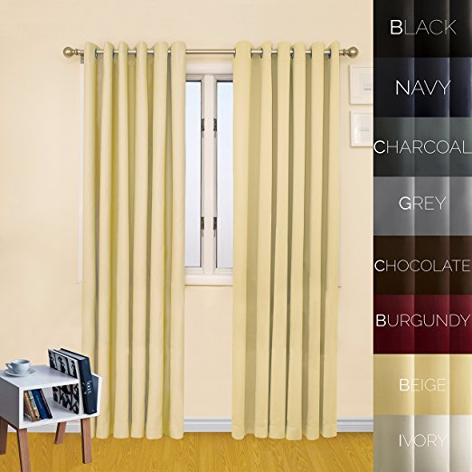 Prestige Home Fashion Wide Width Thermal Insulated Blackout Curtain - Antique Bronze Grommet Top - Beige - 80"W x 96"L, 1 Panel