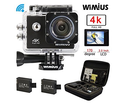 WiMiUS 4K Wifi 131ft Waterproof Action Camera With 16 MP,170° Wide Angle, 2.0'' LCD Screen 31 All In One Kit Set (Q1 Black,SD Card Exclude)