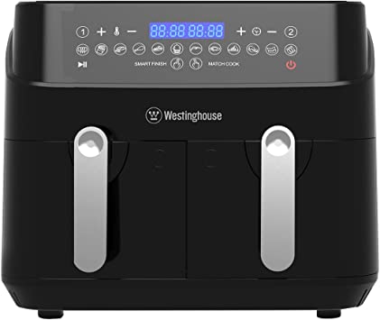 Westinghouse Dual Zone Air Fryer - Double Air Fryer Handcrafted with 2 Independent Baskets, Separate Heater and Control, 12 Preset Programs, and Adjustable Temperatures