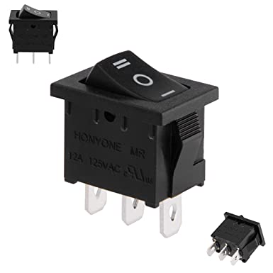 uxcell SPDT 3P 3 Position On-Off-On Toggle Wiring Boat Rocker Switch Black AC 125V/12A 250V/10A